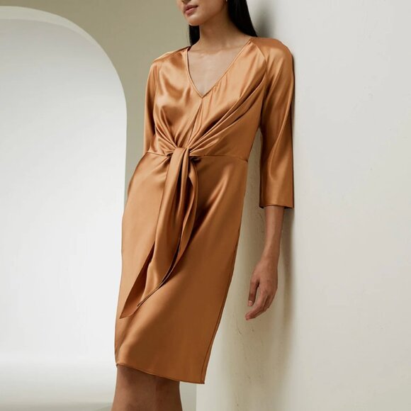 NWT LILYSILK X MIM Bracelet Sleeve Midi Dress - Picture 1 of 2